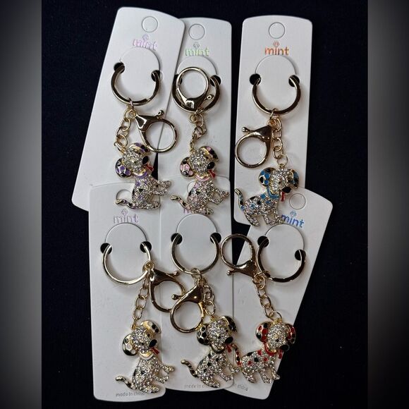 Mint Sparkly Dalmatian Dog Keychain/Purse Charm Purple - Picture 2 of 7